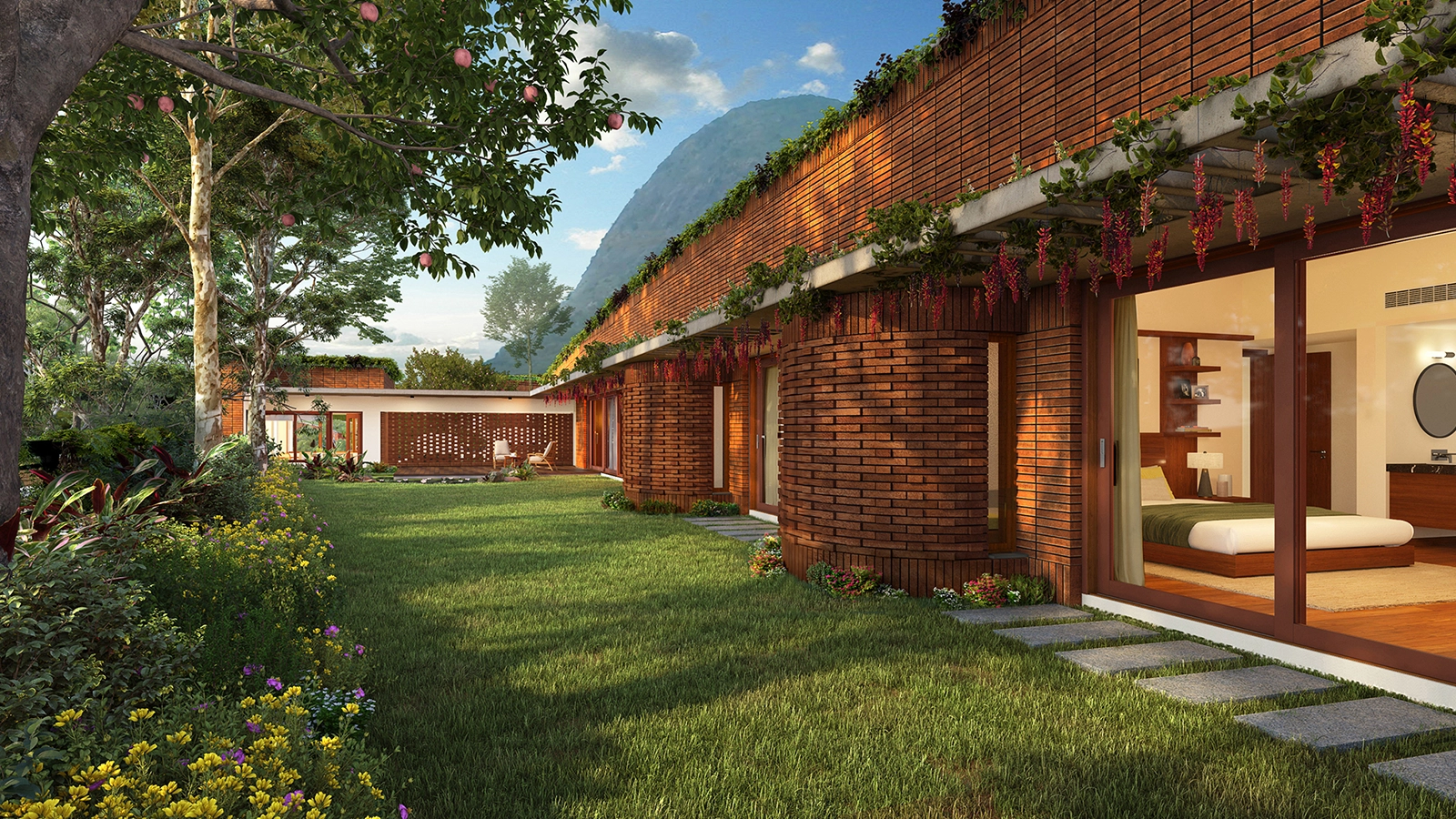 Total Environment Over The Rainbow Villas In Nandi Hills Bangalore Visulisation Of V25 Villa from Garden 2